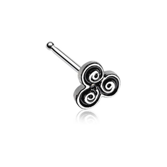 Celtic Triskele Spiral Filigree Nose Bone Stud - Stainless Steel