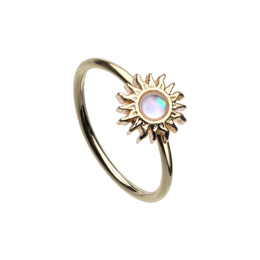 Gold Tone Synthetic Opal Sun Bendable Nose Ring - Stainless Steel