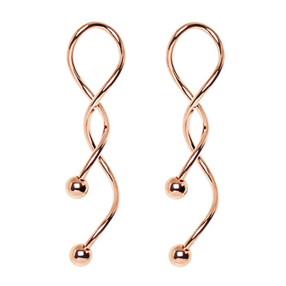 Spiral Dangling Earrings with Ball Ends - Pair - 316L Stainless Steel