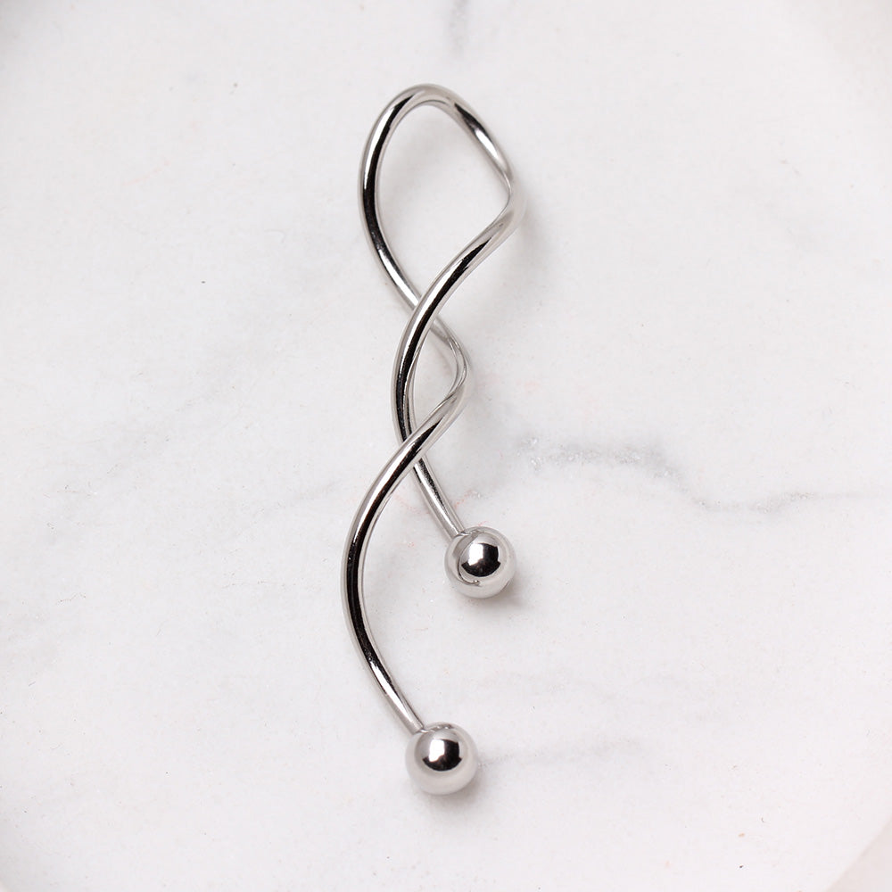 Spiral Dangling Earrings with Ball Ends - Pair - 316L Stainless Steel