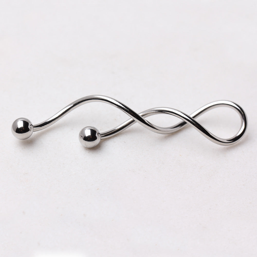 Spiral Dangling Earrings with Ball Ends - Pair - 316L Stainless Steel