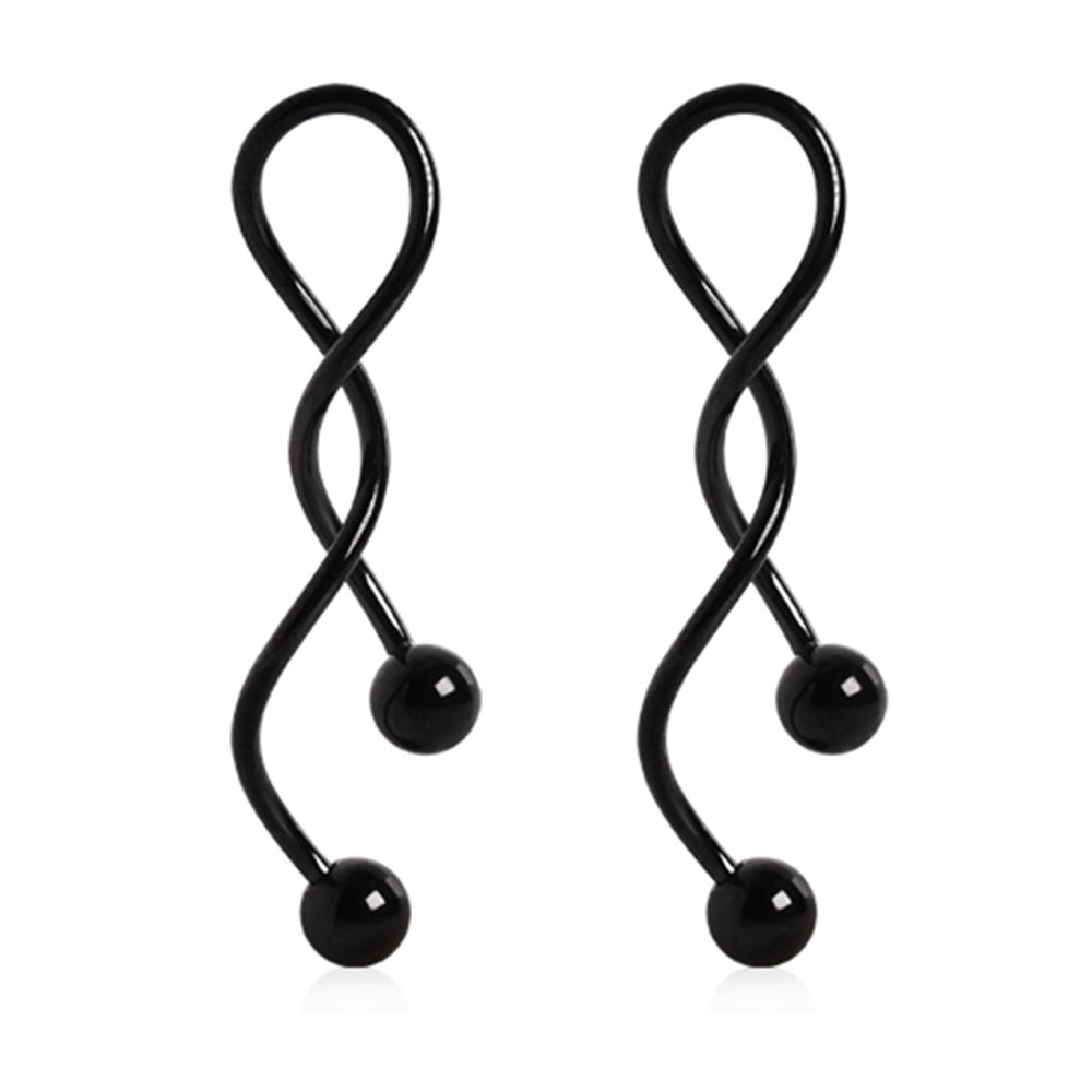 Spiral Dangling Earrings with Ball Ends - Pair - 316L Stainless Steel