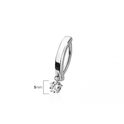 Dangling CZ Crystal Star Hinged Curved Bar Clicker Belly Button Ring - 316L Stainless Steel
