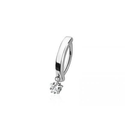 Dangling CZ Crystal Star Hinged Curved Bar Clicker Belly Button Ring - 316L Stainless Steel