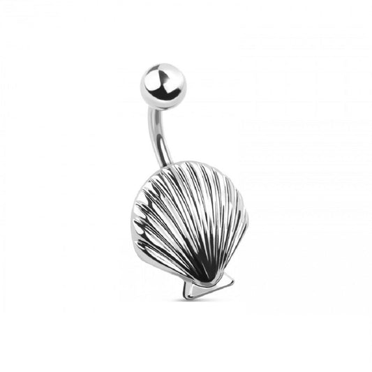 Seashell Belly Button Ring - 316L Stainless Steel