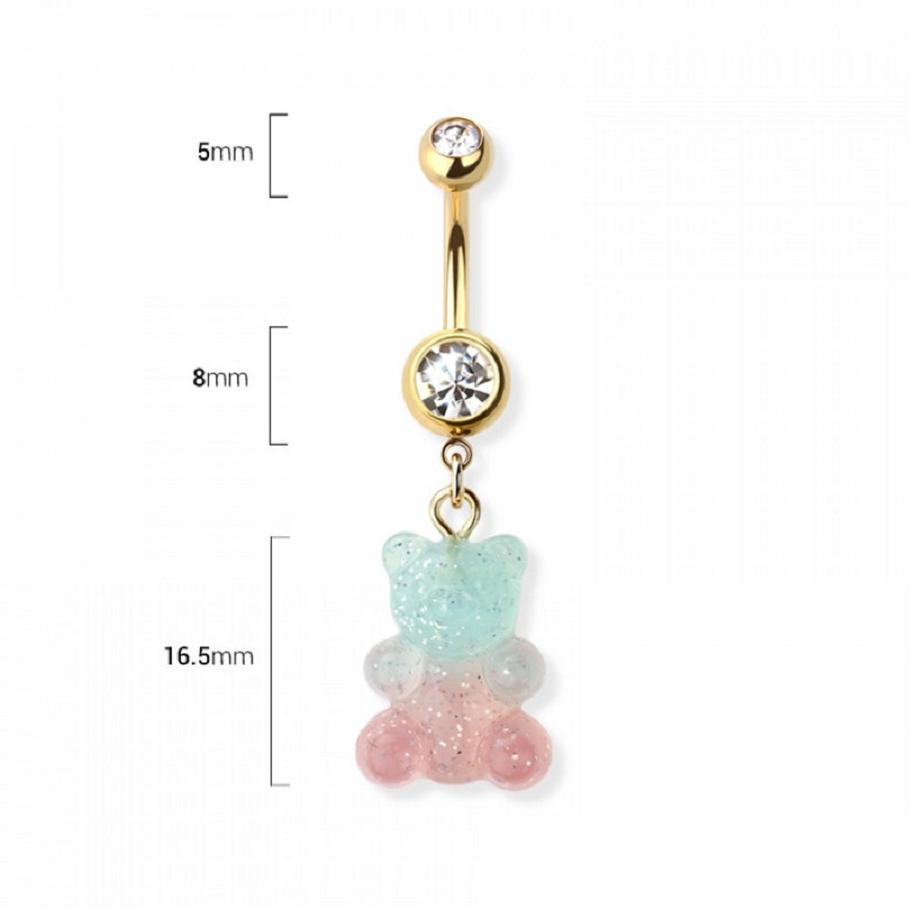 Gummy Bear Dangling Belly Button Ring - 316L Stainless Steel