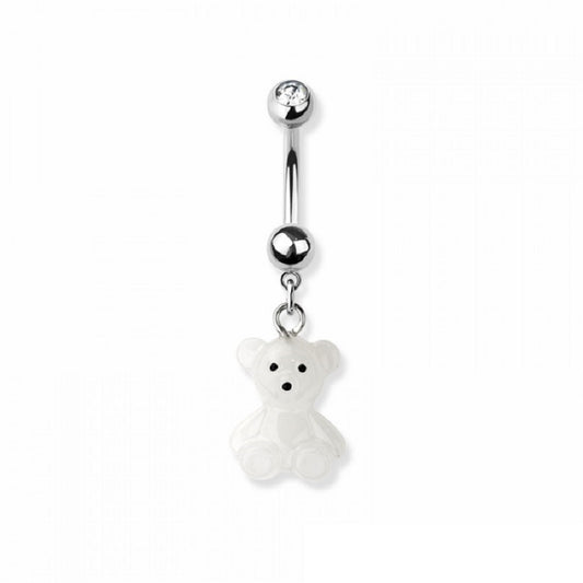 Teddy Bear Dangling Belly Button Ring - 316L Stainless Steel