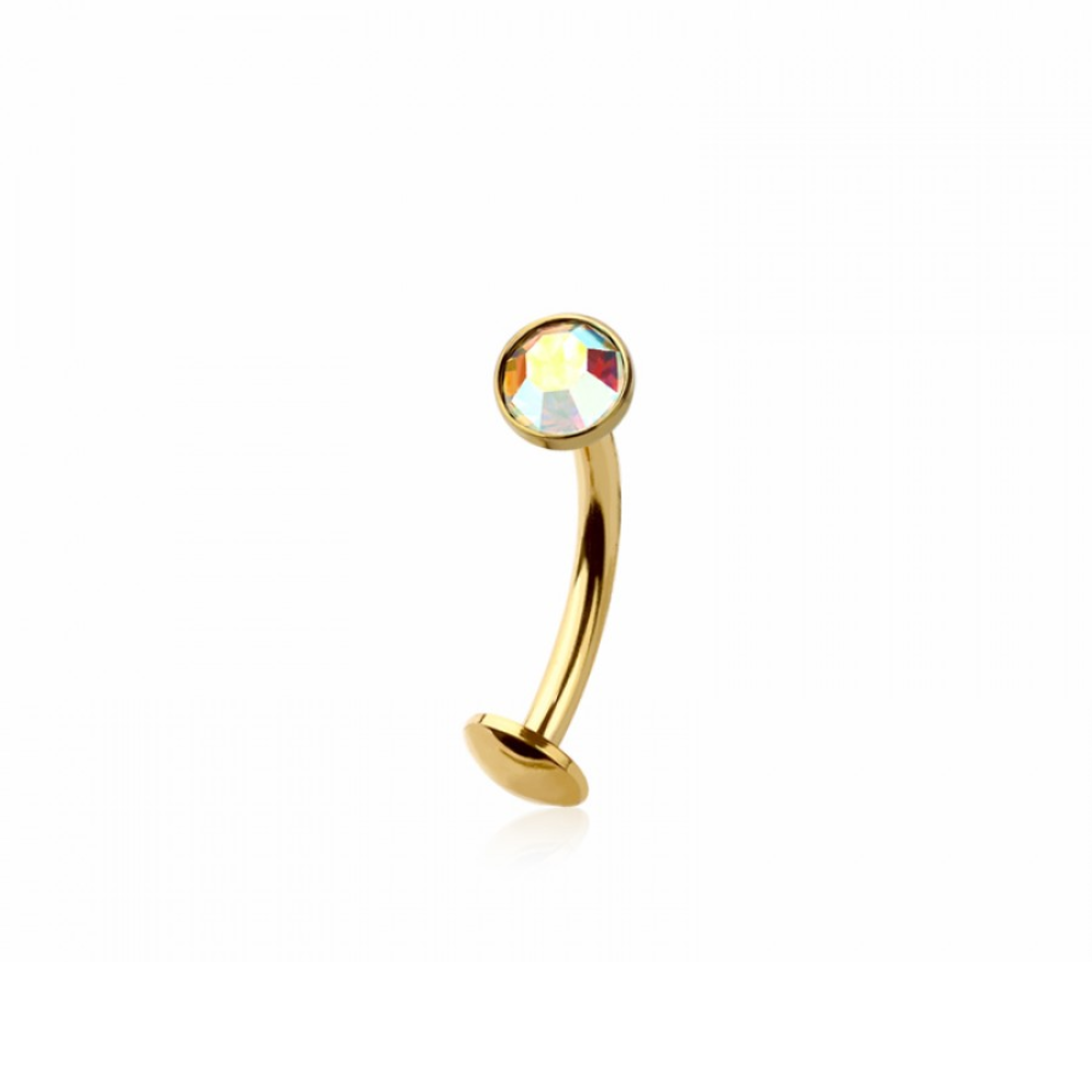 Threadless CZ Crystal Floating Belly Button Ring - 316L Stainless Steel