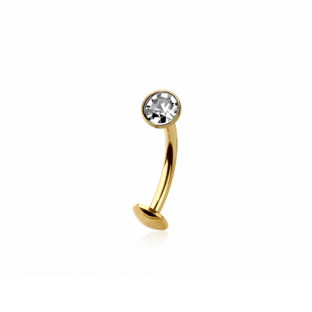 Threadless CZ Crystal Floating Belly Button Ring - 316L Stainless Steel