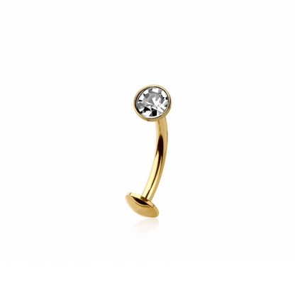 Threadless CZ Crystal Floating Belly Button Ring - 316L Stainless Steel