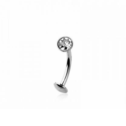 Threadless CZ Crystal Floating Belly Button Ring - 316L Stainless Steel