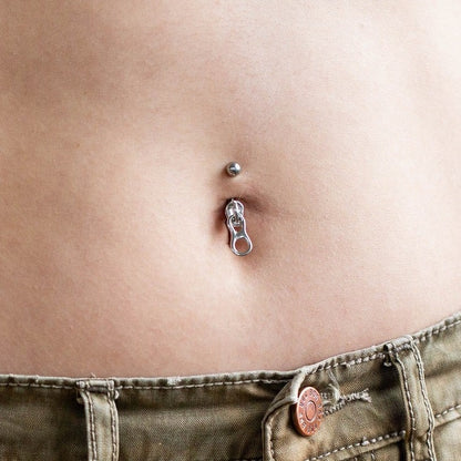 Zipper Belly Button Ring - Stainless Steel