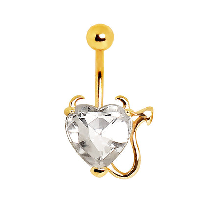 Devil's Heart Belly Button Ring - Gold Plated 316L Stainless Steel