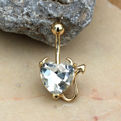 Devil's Heart Belly Button Ring - Gold Plated 316L Stainless Steel