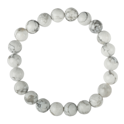 White Howlite Natural Stone Bead Stretch Bracelet