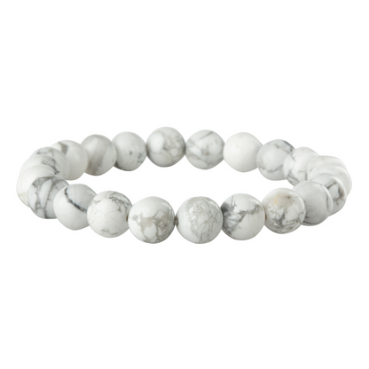 White Howlite Natural Stone Bead Stretch Bracelet