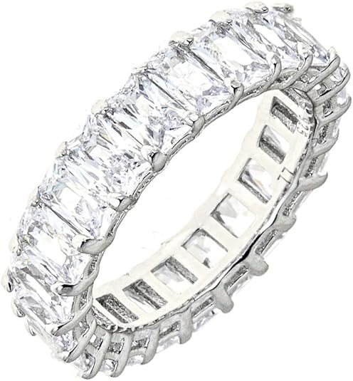 Emerald-Cut Gemstone Eternity Ring