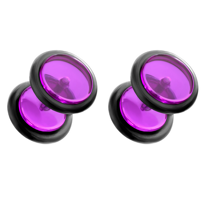 Acrylic Fake 0GA Plugs with Black O-Rings - Pair