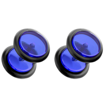 Acrylic Fake 0GA Plugs with Black O-Rings - Pair