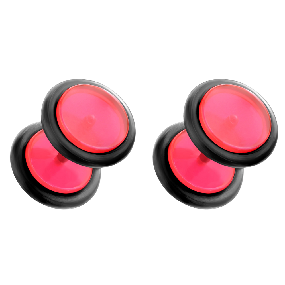 Acrylic Fake 0GA Plugs with Black O-Rings - Pair