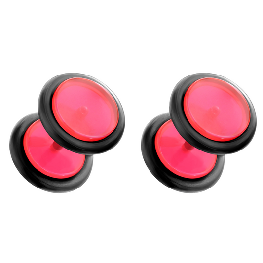 Acrylic Fake 0GA Plugs with Black O-Rings - Pair