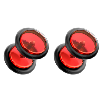 Acrylic Fake 0GA Plugs with Black O-Rings - Pair