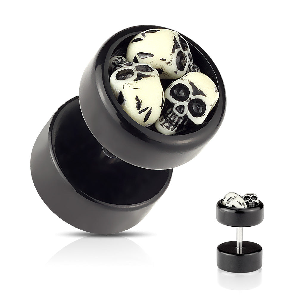 Acrylic Triple Skull Fake Plugs - Pair