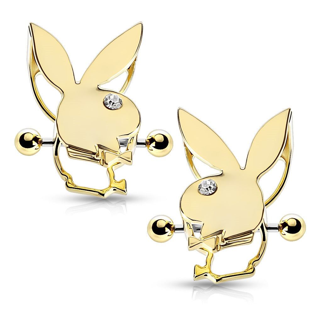 Playboy Bunny Double Tiered Nipple Shields - Pair - 316L Stainless Steel