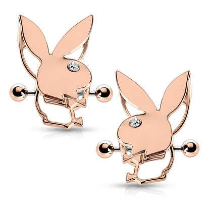 Playboy Bunny Double Tiered Nipple Shields - Pair - 316L Stainless Steel