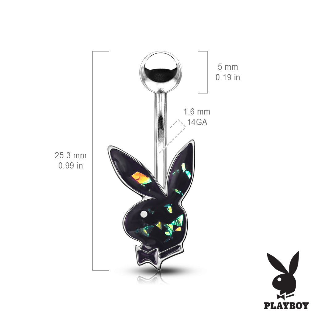 Playboy Bunny Synthetic Opal Glitter Belly Button Ring