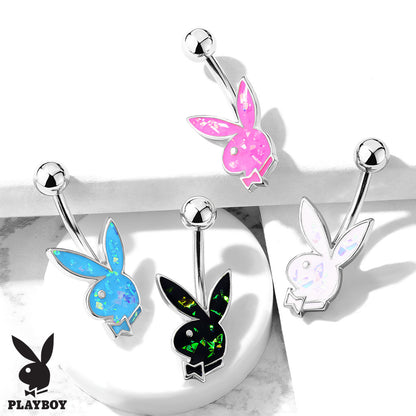 Playboy Bunny Synthetic Opal Glitter Belly Button Ring