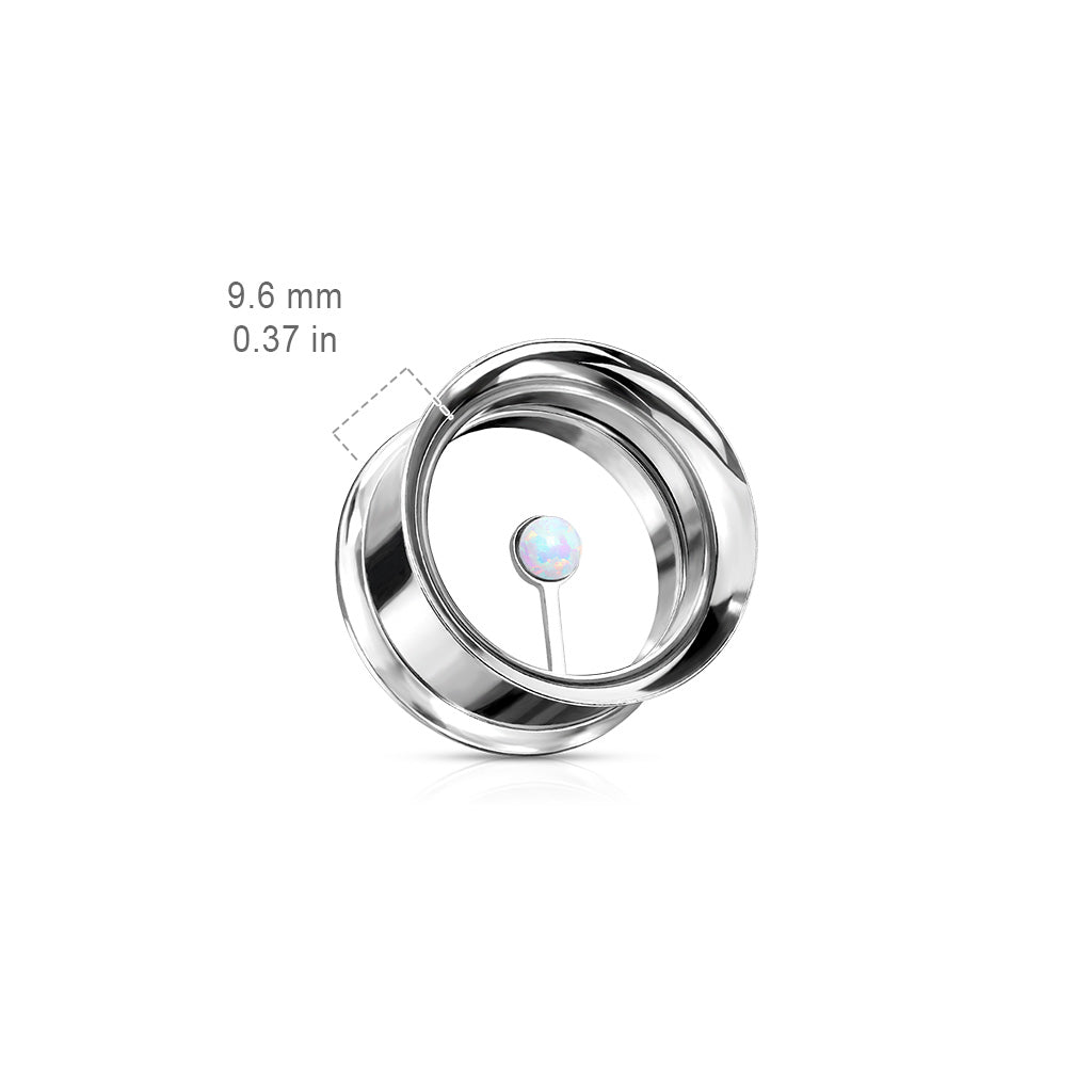 Floating Synthetic Opal Double Flared Screw Fit Tunnels - 316L Stainless Steel - Pair