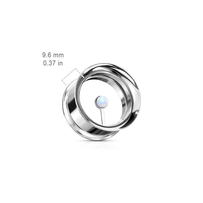 Floating Synthetic Opal Double Flared Screw Fit Tunnels - 316L Stainless Steel - Pair