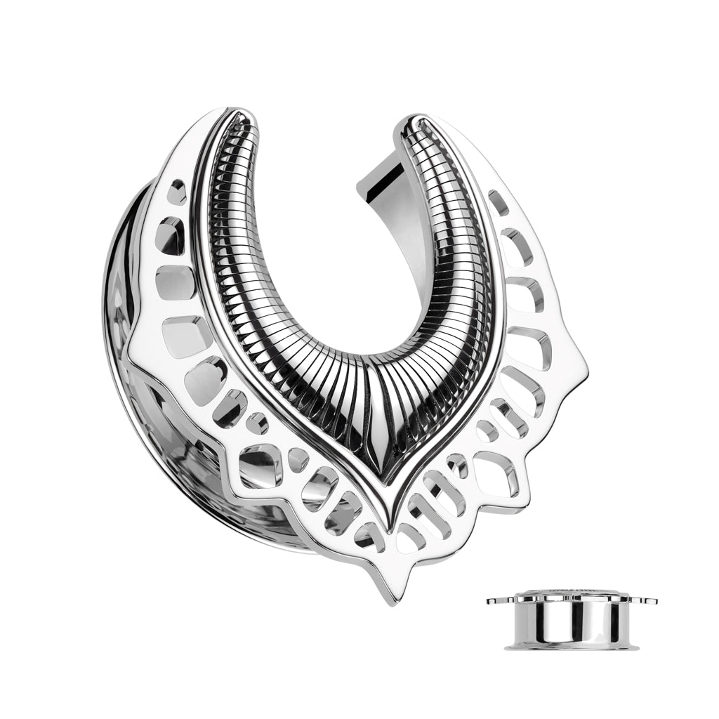 Shield Filigree Saddle Tunnels - Pair - 316L Stainless Steel