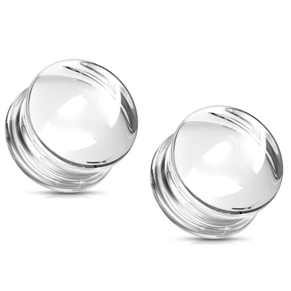 Glass Double Flared Concave Saddle Plugs - Pair