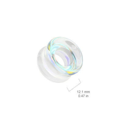 Aurora Borealis Glass Double Flared Tunnels - Pair