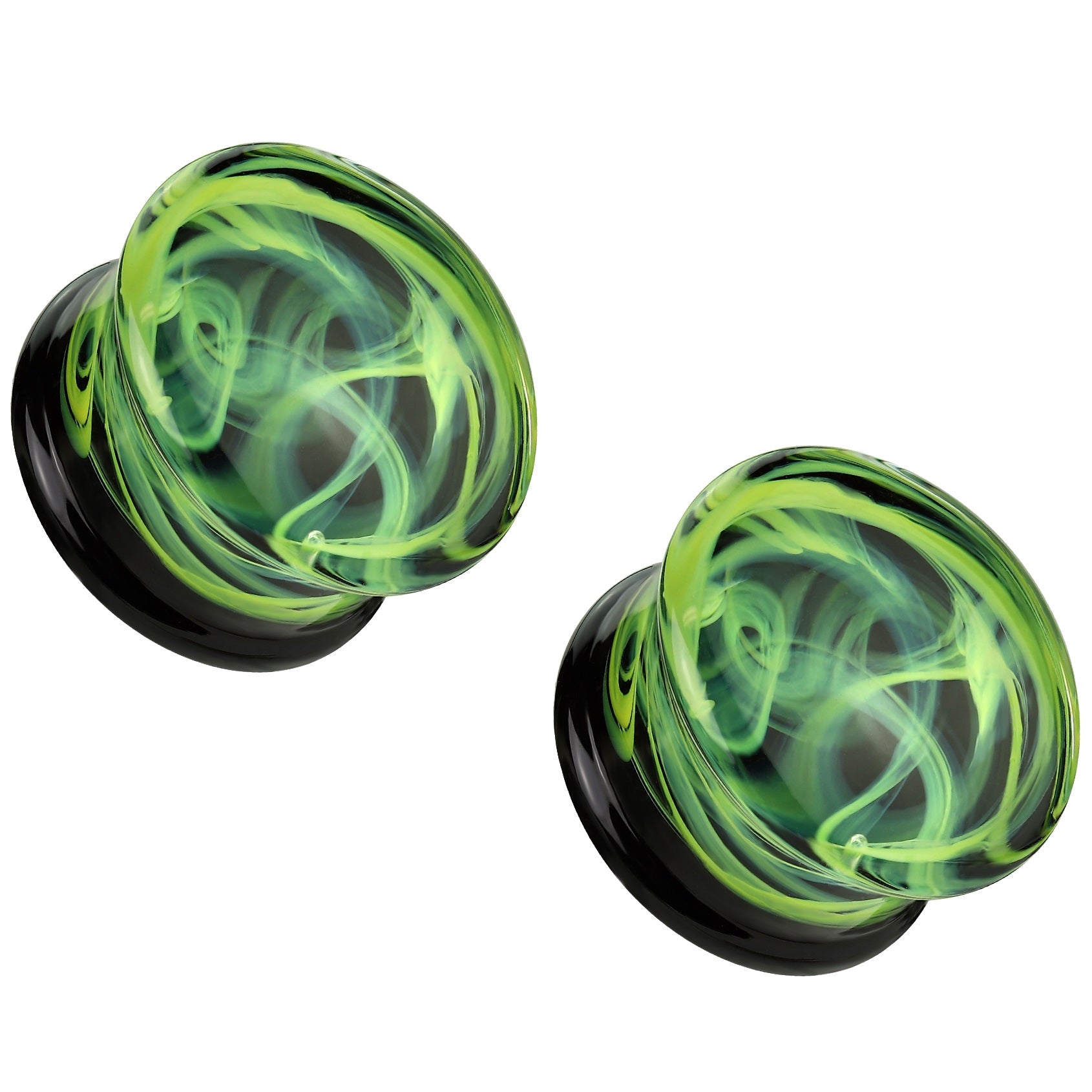 Light Green with Silver foil popular Honeycomb- PAIR Borosilicate Glass Single Flare Plugs