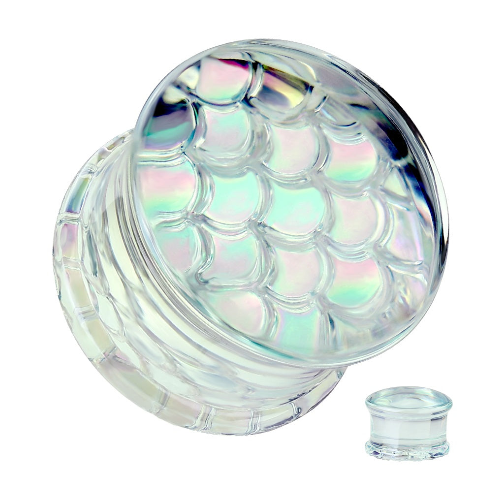 Pyrex Glass Iridescent Mermaid Scales Double Flared Plugs - Pair ...