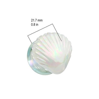 Iridescent White Shell Glass Double Flared Plugs - Pair