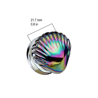 Iridescent Rainbow Shell Glass Double Flared Plugs - Pair