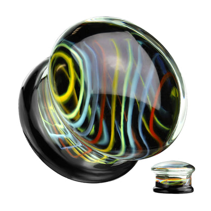 Glass Rainbow Swirl Double Flared Plugs - Pair