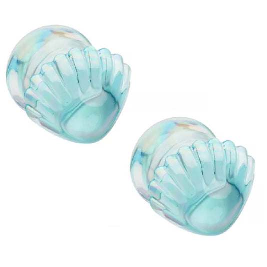 Aurora Borealis Aqua Shell Glass Double Flared Plugs - Pair