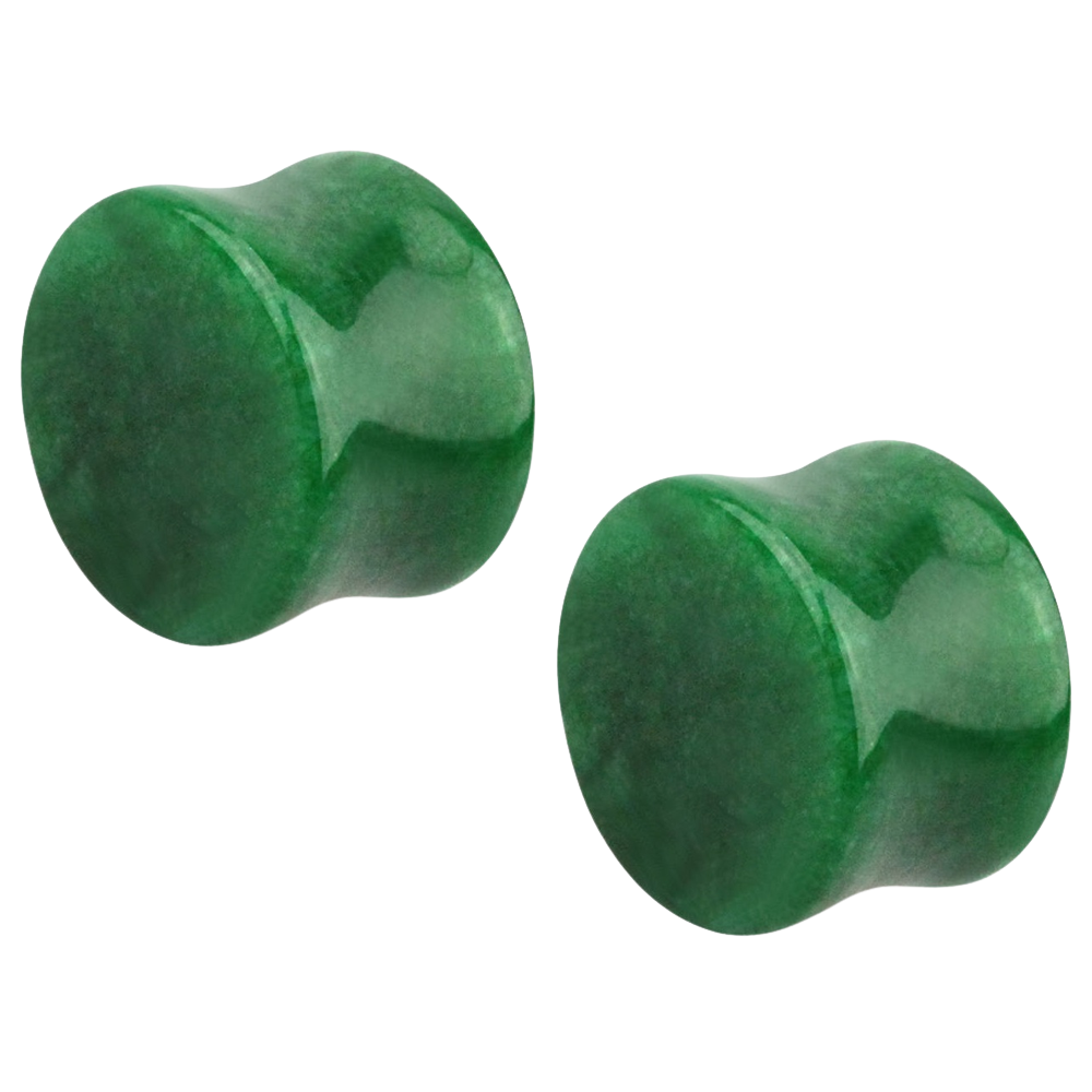 Natural Green Jade Stone Double Flared Plug Gauges
 - Pair
