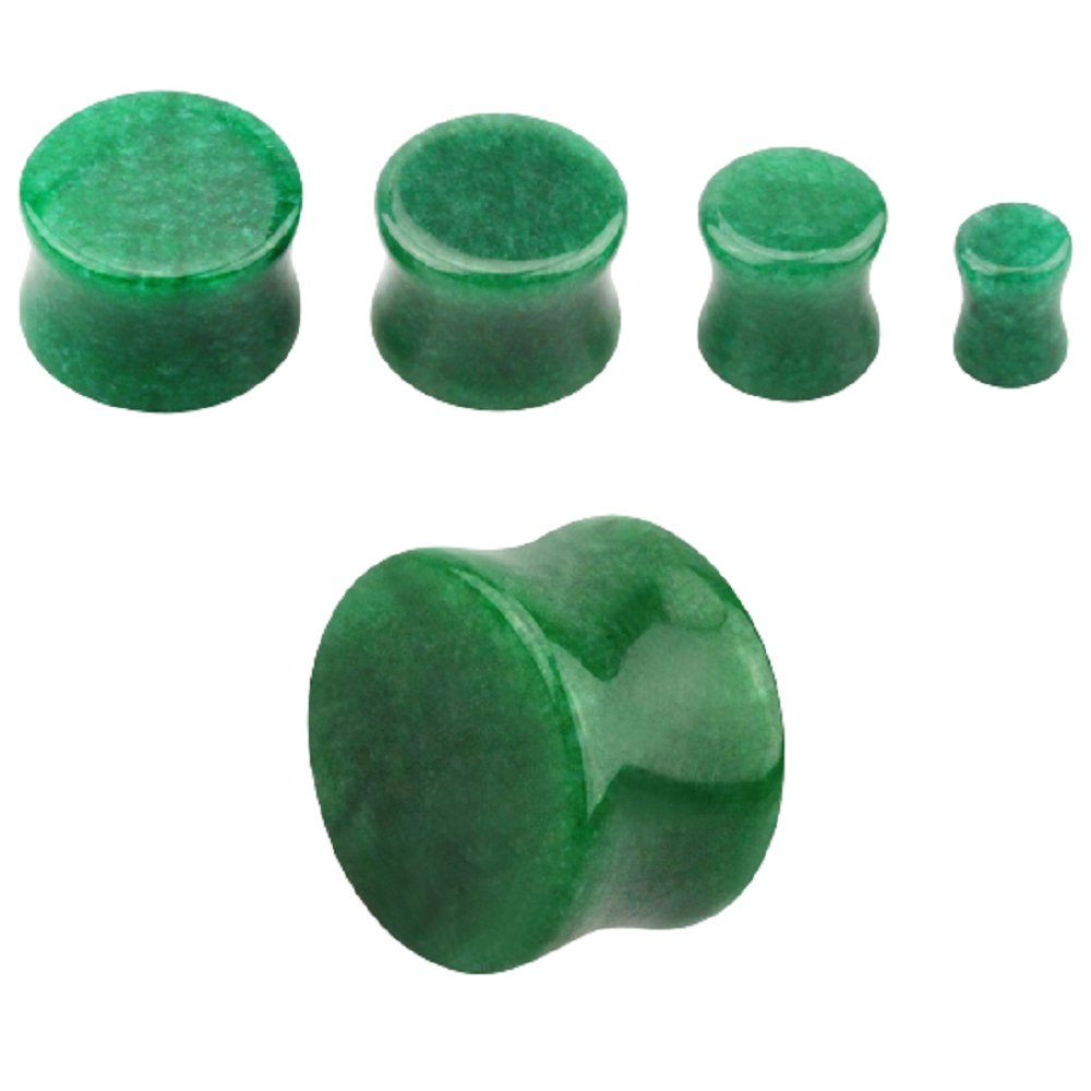 Natural Green Jade Stone Double Flared Plug Gauges
 - Pair