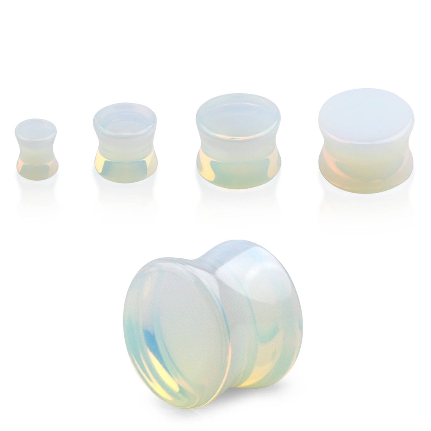 Natural Moonstone Double Flared Plugs - Pair