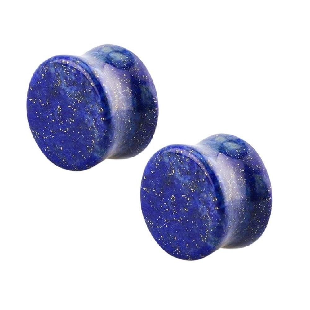 Lapis Lazuli Stone Double Flared Saddle Fit Plugs - Pair