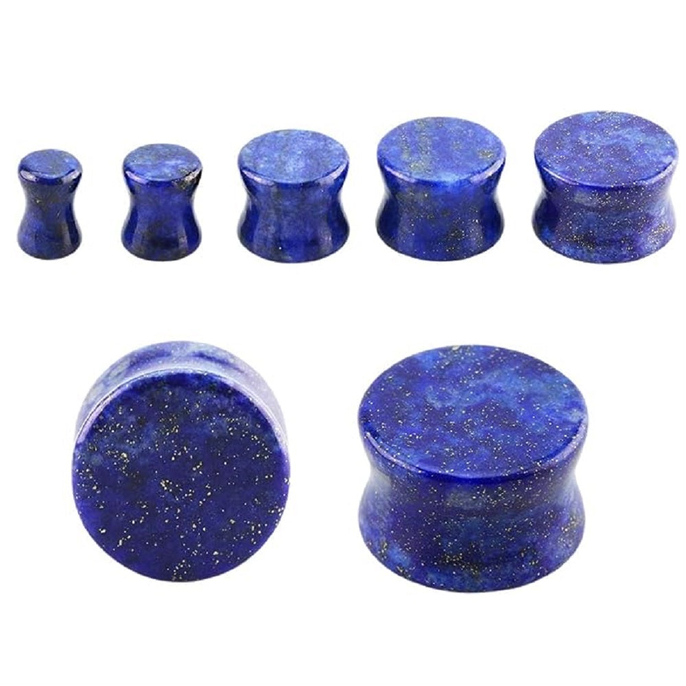 Lapis Lazuli Stone Double Flared Saddle Fit Plugs - Pair