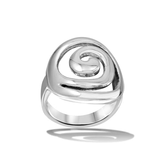 Polished Round Spiral Ring - 925 Sterling Silver