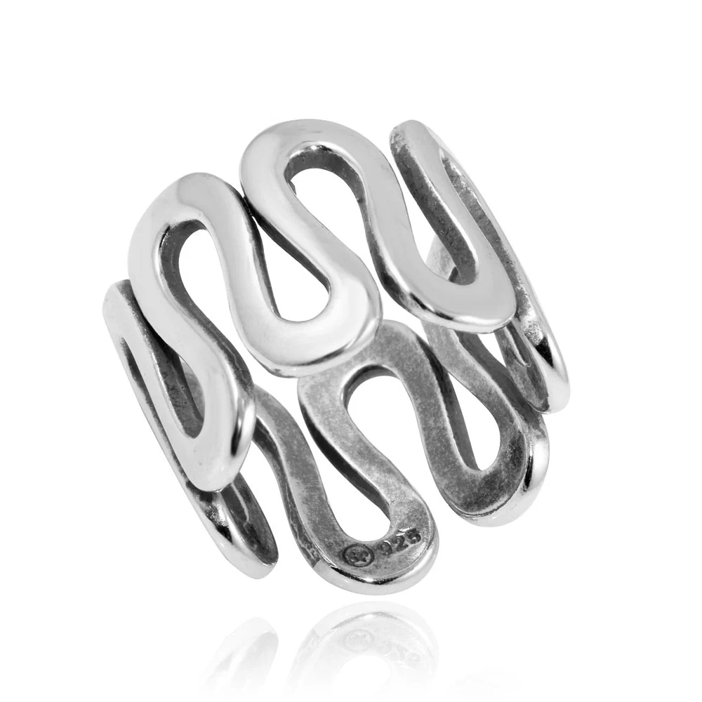 Wavy Statement Ring - 925 Sterling Silver