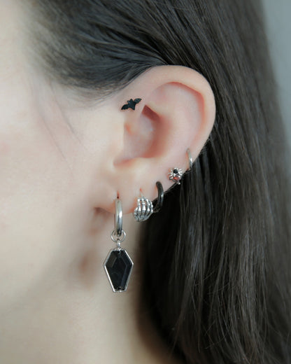 Skeleton Hand Hoop Earrings - Pair - 925 Sterling Silver